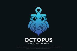 Octopus logo ontwerp met anker uniek concept premie vector