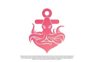 Octopus logo ontwerp met anker uniek concept premie vector