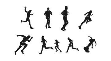 reeks van silhouetten van rennen atleten vector