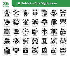 st Patrick dag glyph pictogrammen reeks vector