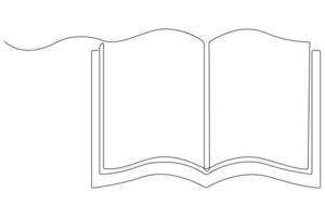 boek dag doorlopend single lijn kunst tekening van boek icoon schets vector kunst illustratie