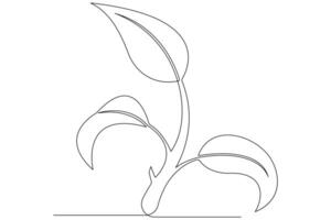 doorlopend single lijn kunst tekening van fabriek kan worden voor planten, landbouw, zaden schets vector