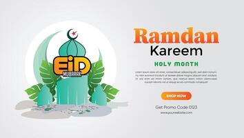 Islamitisch groet Ramadan kareem ontwerp achtergrond, sjabloon met mooi lantaarns en halve maan vector