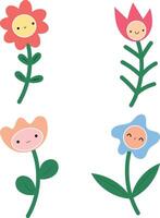 pastel reeks van schattig bloemen vector