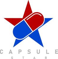 capsule en ster logo ontwerp vector