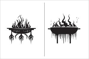 barbecue rooster silhouet vector icoon ontwerp en rooster bbq vector icoon reeks illustratie