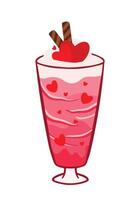 aardbei milkshake drinken en drank met hart schattig tekenfilm tekening vector illustratie