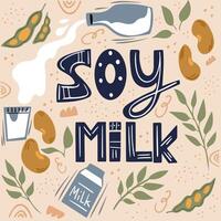 soja melk. melk voor vegetariërs. lactose vrij melk. vector