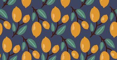 naadloos afdrukken met citroen en bladeren. voor textiel, behang, verpakking vector