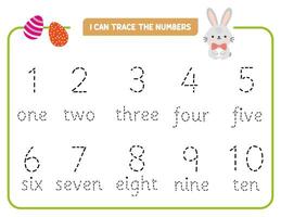 aantal traceren praktijk werkblad voor Pasen met schattig konijn en Pasen eieren. leerzaam spel voor kleuter en peuter- kinderen vector