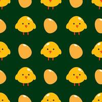 schattig tekenfilm kip en eieren naadloos patroon, achtergrond vector illustratie