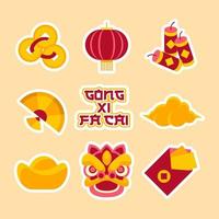 gong xi fa cai stickerset vector