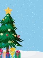 merry christmas achtergrond sjabloon met kerstboom vector