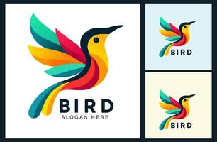 vliegend vogel logo met kleurrijk concept, helling kleurrijk stijl vector