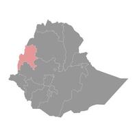 benishangul gumuz regio kaart, administratief divisie van Ethiopië. vector illustratie.