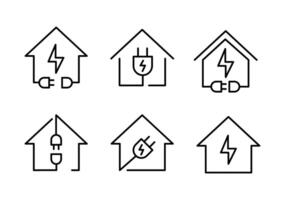 huis elektrisch huis icoon reeks logo lijn ontwerp vector