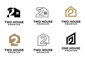 twee huis brief logo icoon ontwerp illustratie vector