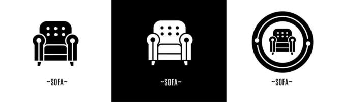 sofa logo set. verzameling van zwart en wit logo's. voorraad vector. vector