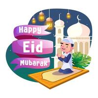 gelukkig eid mubarak kinderen illustratie vector