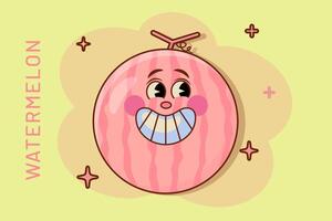 tekenfilm watermeloen icoon in grappig stijl fruit vector