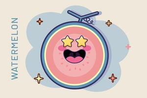 tekenfilm watermeloen icoon in grappig stijl fruit vector