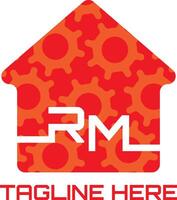 rm huis monteur reparatie logo ontwerp vector