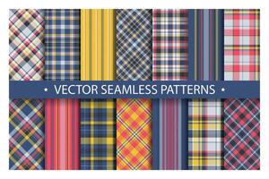 Schotse ruit reeks patroon naadloos plaid vector. meetkundig achtergrond kleding stof textuur. modern controleren mode sjabloon voor textiel afdrukken, omhulsel papier, geschenk kaart, behang vlak ontwerp. vector