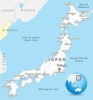 Japan kaart met hoofdstad Tokio, meest belangrijk steden en nationaal borders vector