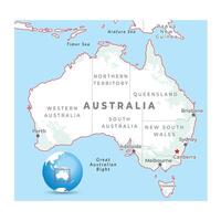 Australië regio kaart, met hoofdstad Canberra vector