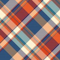 versleten vector textiel controleren, delicaat kleding stof plaid achtergrond. soort Schotse ruit naadloos patroon structuur in indigo en cyaan kleuren.