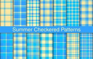 zomer plaid bundels, textiel ontwerp, geruit kleding stof patroon voor shirt, jurk, pak, omhulsel papier afdrukken, uitnodiging en geschenk kaart. vector