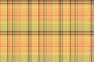 uniform kleding stof controleren patroon, gevormde achtergrond textiel textuur. ceremonie Schotse ruit vector naadloos plaid in oranje en amber kleuren.