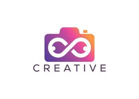 minimalistische oneindigheid camera logo ontwerp vector sjabloon. creatief modern oneindigheid fotoshoot logo