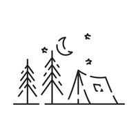 kamp icoon Aan wit achtergrond. camping tent lijn icoon vector. vector