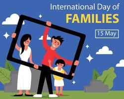 illustratie vector grafisch van een familie Holding een foto kader samen, perfect voor Internationale dag, Internationale dag van gezinnen, vieren, groet kaart, enz.