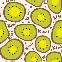 naadloos patroon van schattig groot kiwi met tekst achtergrond.fruit.cartoon hand- getekende afbeelding voor kaart, poster, schat kleding.kawaii.vector.illustratie. vector