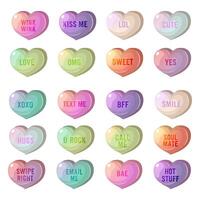 zoet gesprek Aan snoep harten pastel kleur voor Valentijn s dag Aan wit achtergrond vector