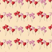 Valentijn s dag naadloos patroon met kleurrijk harten ballon Aan room kleur achtergrond vector