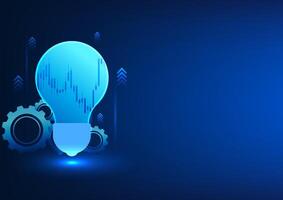 voorraad diagram technologie abstract achtergrond binnen licht lamp met radertjes Bij de terug de concept van komt eraan samen naar vind ideeën naar oplossen bedrijf problemen naar toenemen en uitbreiden de bedrijf. vector