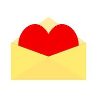 hart in papier envelop naar bericht Valentijn dag. vector van papier mail bericht, romantisch en romance brief, geschenk in envelop, uitnodiging illustratie kaart