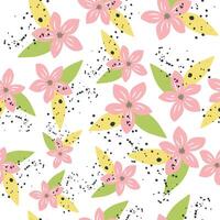 naadloos patroon met roze bloemen en spatten. vector bloem abstract.