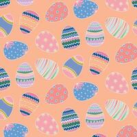 Pasen achtergrond met schattig Pasen geschilderd eieren. feestelijk Pasen ontwerp. vector