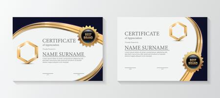 reeks modern certificaat sjabloon in gradatie en goud kleuren, luxe en modern stijl en prijs stijl vector afbeelding. geschikt voor waardering.