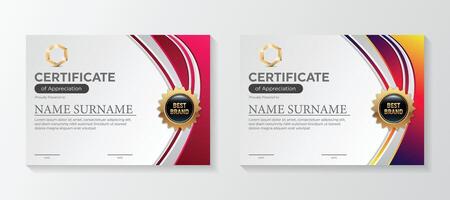 reeks modern certificaat sjabloon in gradatie en goud kleuren, luxe en modern stijl en prijs stijl vector afbeelding. geschikt voor waardering.