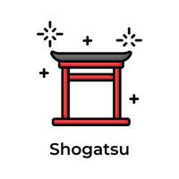 Japans nieuw jaar icoon in uniek stijl, shogatsu vector ontwerp