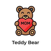 een teddy beer Holding hart tonen concept icoon van moeders dag viering vector