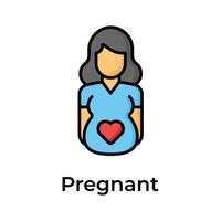 hebben een kijken Bij deze verbazingwekkend icoon van zwanger vrouw in modieus stijl vector
