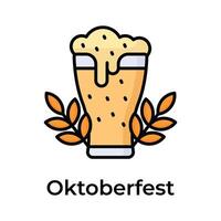 icoon van oktoberfeest in modieus ontwerp stijl, bier glas vector