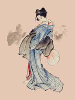 Traditionele Japanse Ukyio-e-stijlillustratie van een Japanse vrouw in kimono door Katsushika Hokusai (1760-1849). Origineel van Library of Congress. Digitaal verbeterd door rawpixel. vector