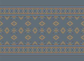 etnisch meetkundig naadloos kleding stof patroon kruis steek. ikat borduurwerk oosters pixel patroon room achtergrond. abstract,vector,illustratie. textuur, kruis steek, sjaal, decoratie, motieven, behang. vector